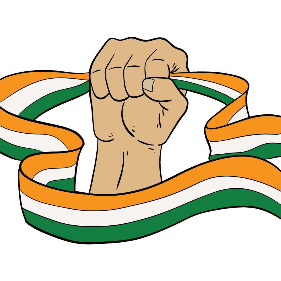 Indian Fist Wrapped in Tricolor Ribbon vector
