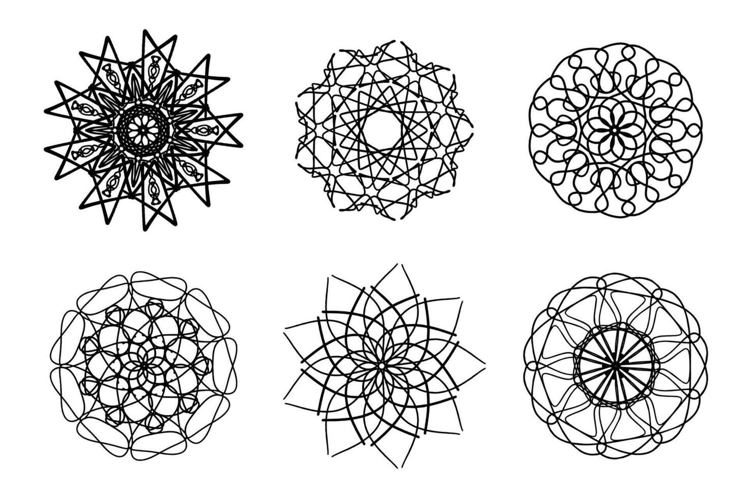 Intricate Mandala Element Set Line Art vector