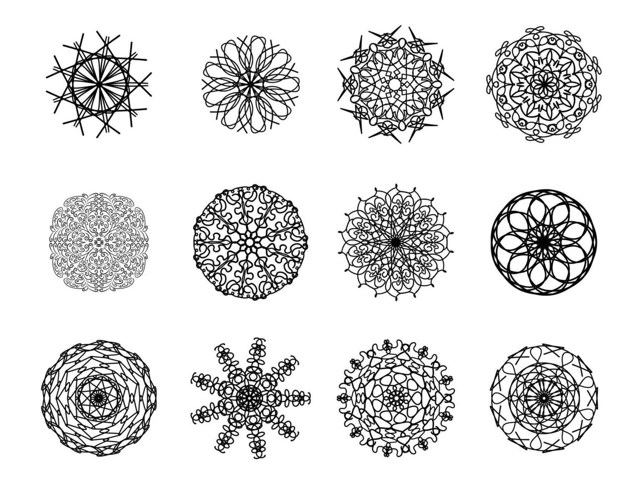 Decorative Mandala Line Art Set vector