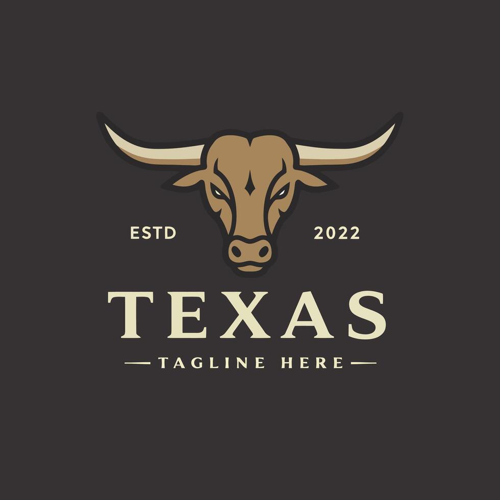 Strong Bull Head Symbol Design with Large Horns vector