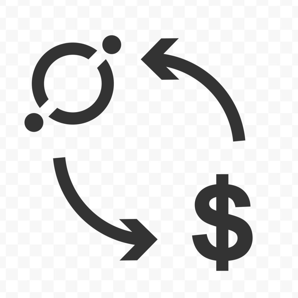 The dollar symbol is a circle with arrows and a dollar sign inside it, isolated on transparent background vector