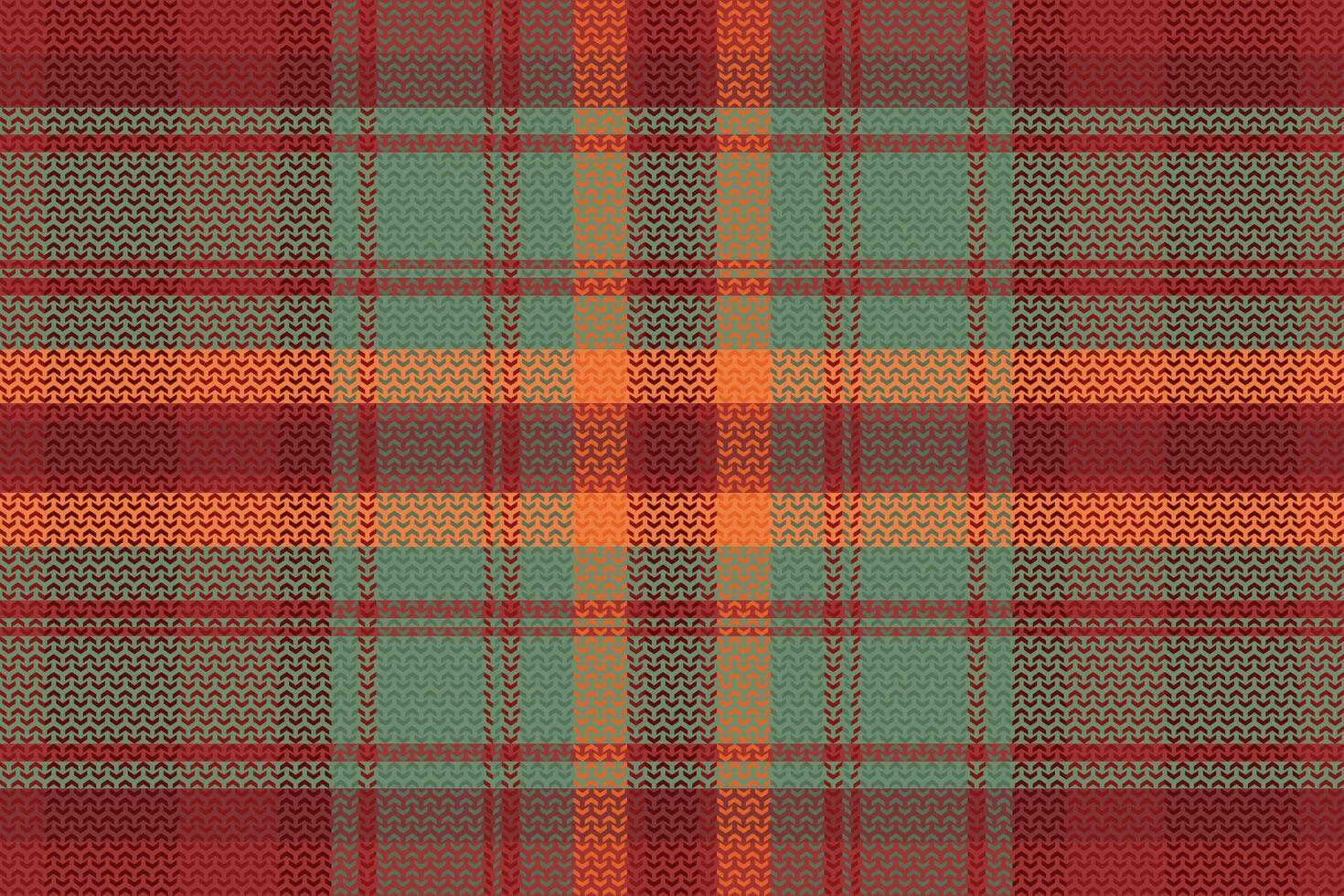 A plaid pattern in red, green and orange vector