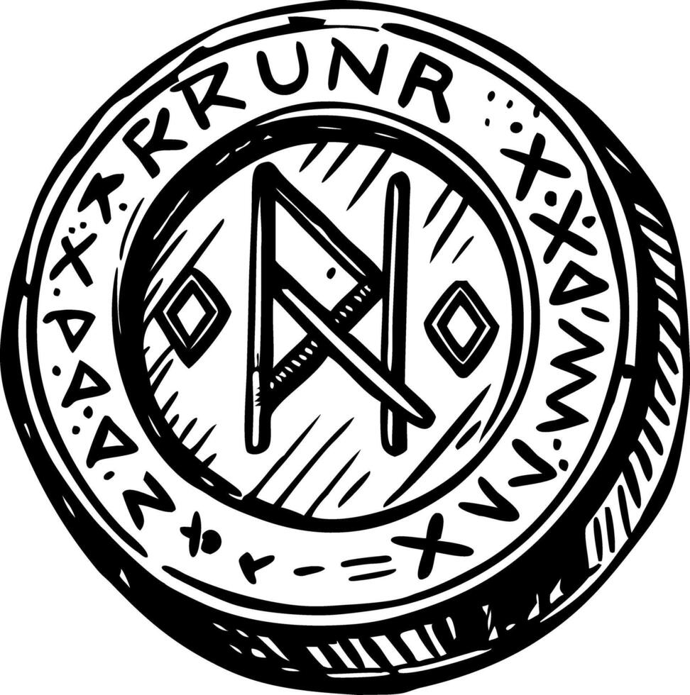 Ancient viking coin illustration in vintage style vector