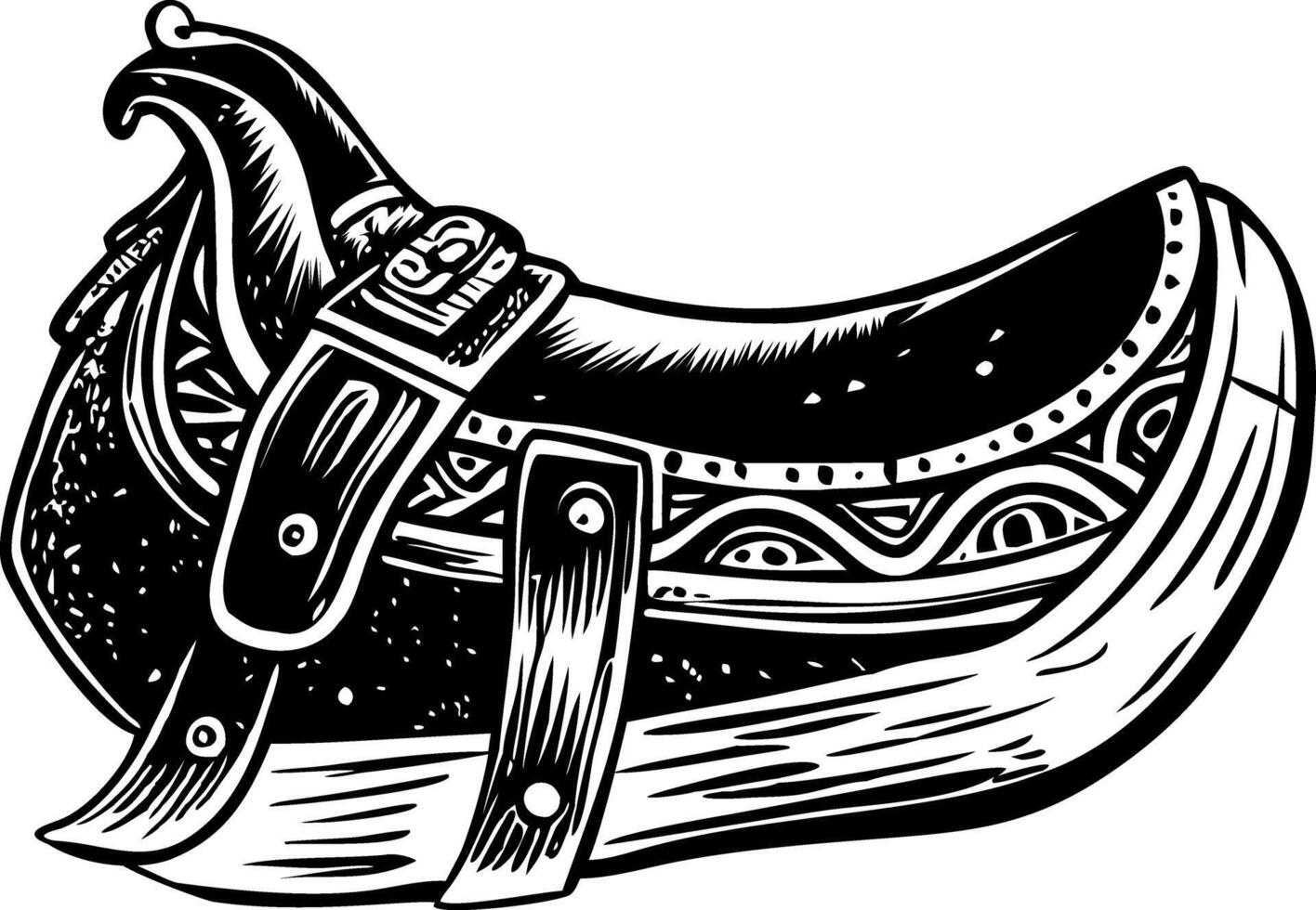 A vintage style illustration of a riding saddle vector
