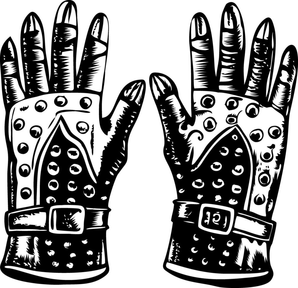 A vintage style illustration of studded gloves vector