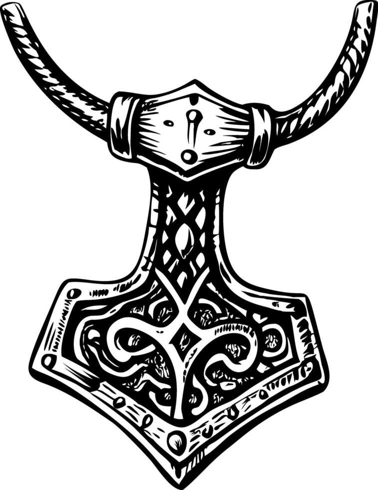 A vintage style illustration of a viking necklace vector