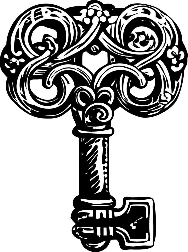 A vintage style illustration of a viking key vector