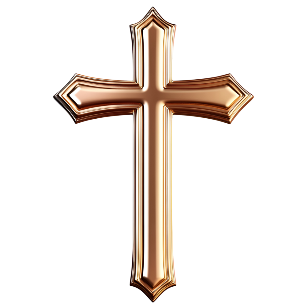 3D Ornate Golden Cross Accents On Transparent Background png