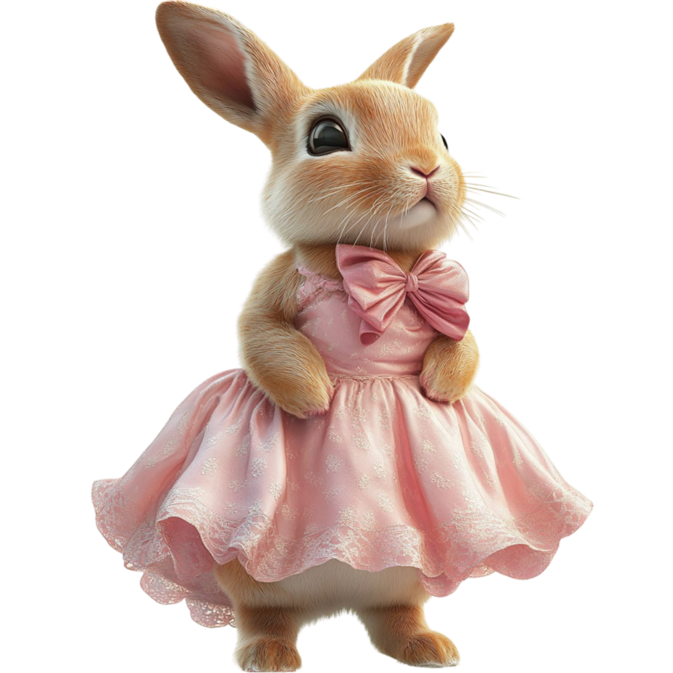 A cute bunny wearing a pink dress png