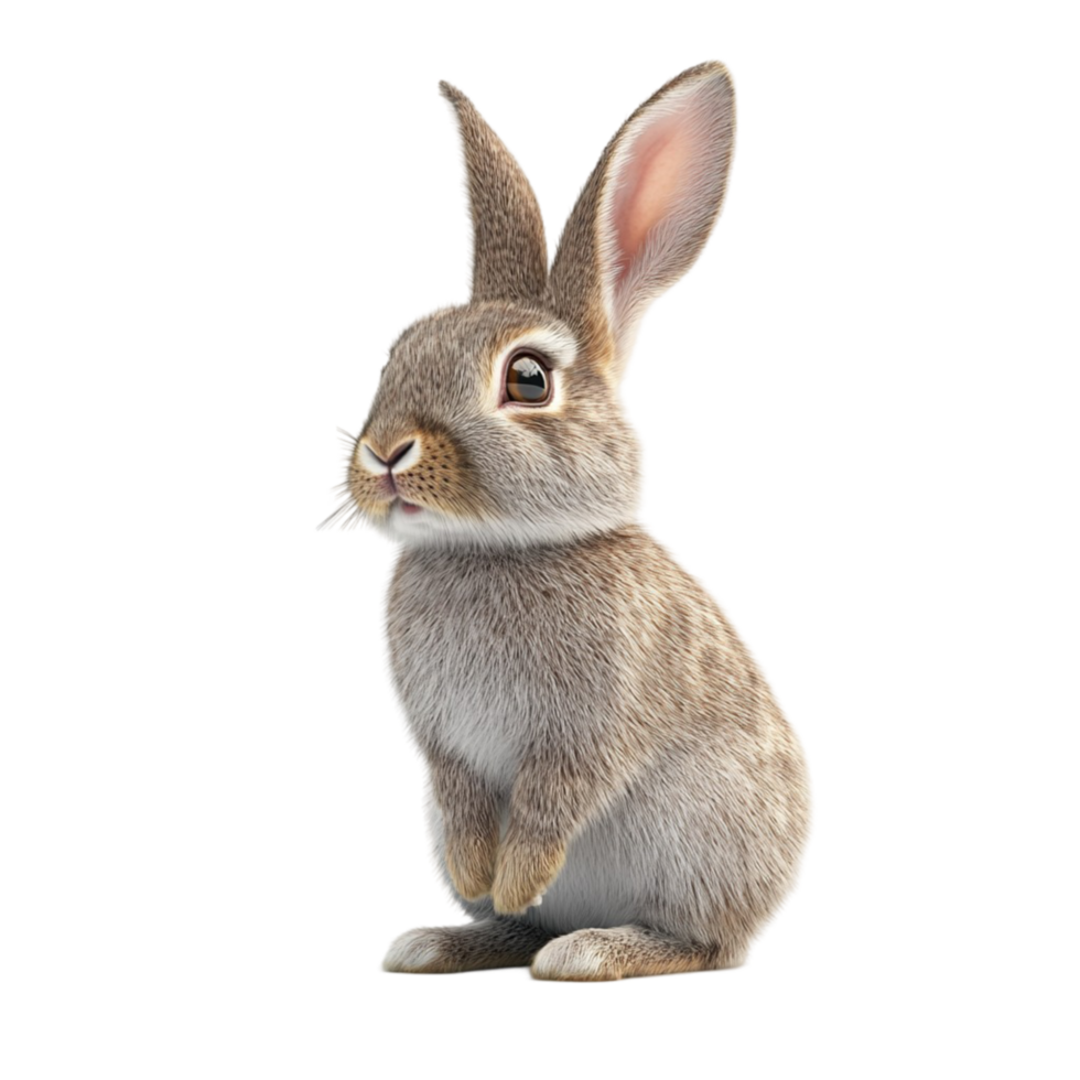 Elegant White Rabbit with a Decorative Golden Bow on Transparent Background png