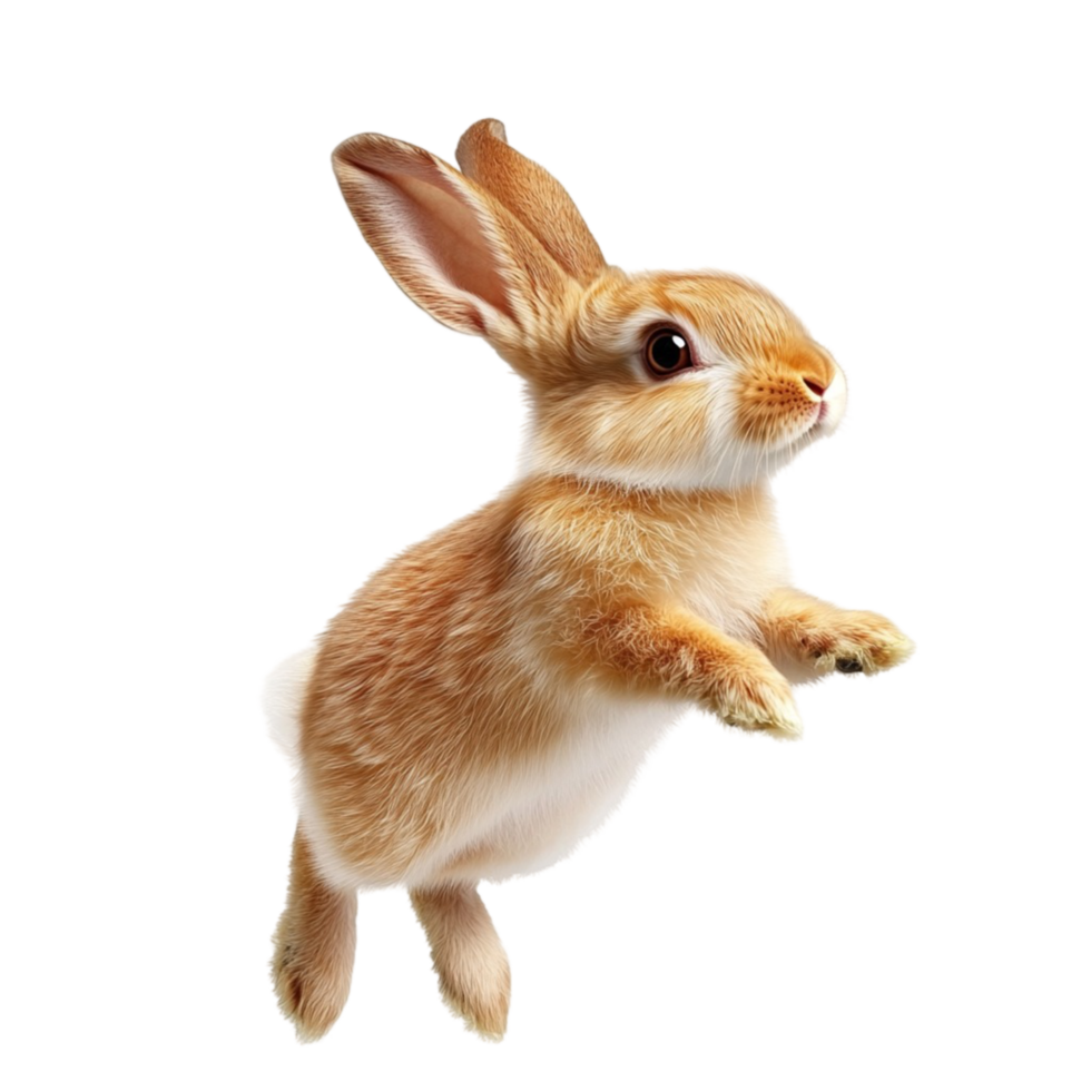 Energetic Rabbit Jumping Gracefully on Transparent Background png