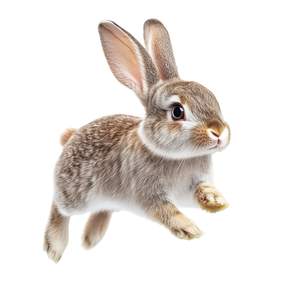 Active Bunny in Motion Hopping on Transparent Background png