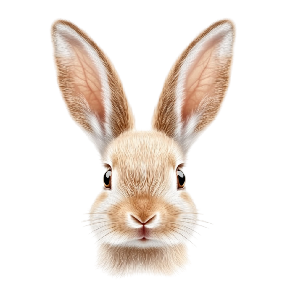 Close-Up Illustration of a Rabbit Head on Transparent Background png
