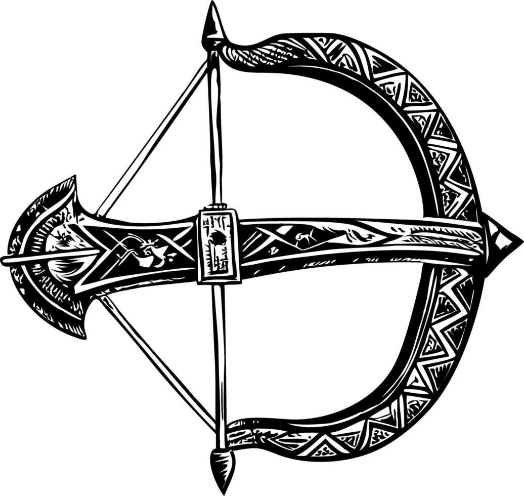 A vintage style illustration of an archery bow vector