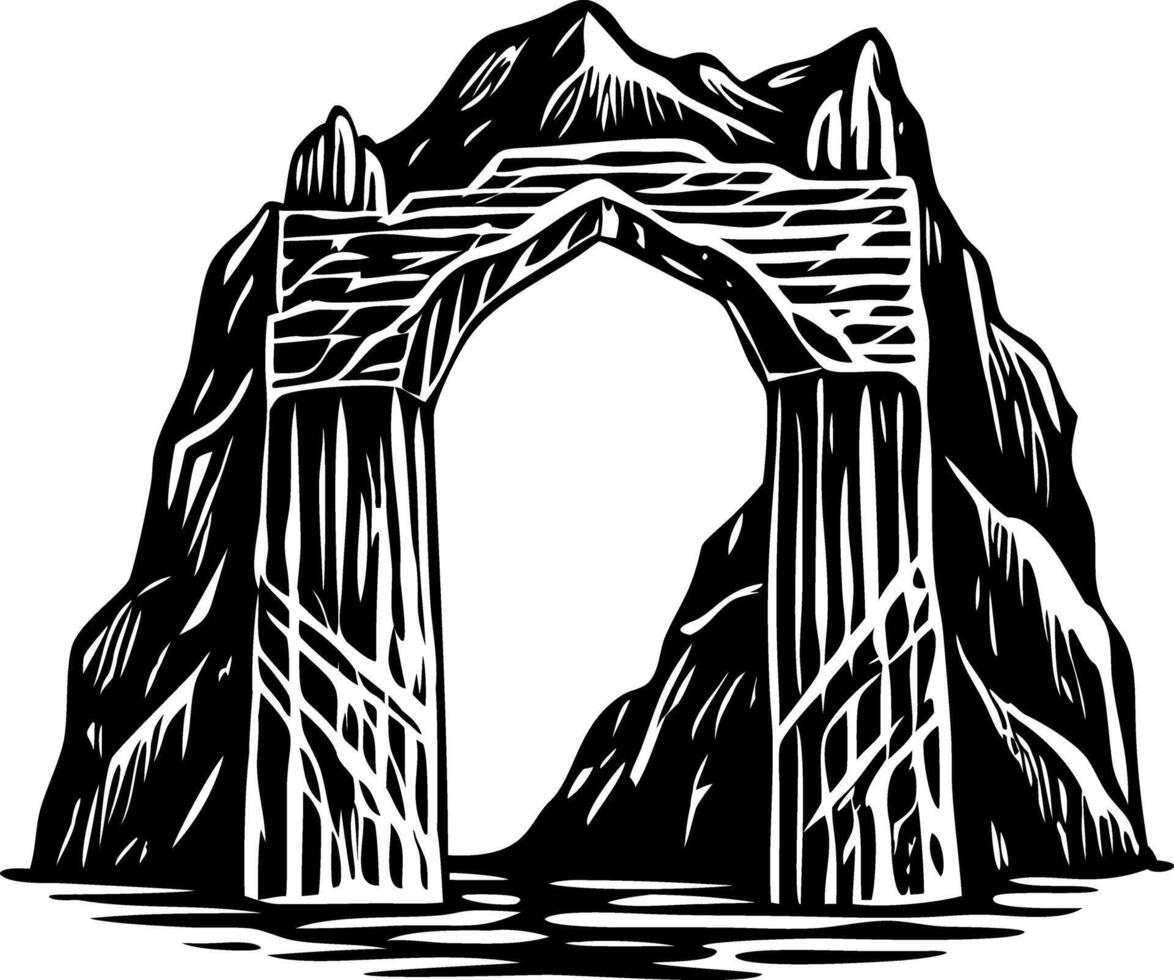 A vintage style illustration of ancient asgard gate vector