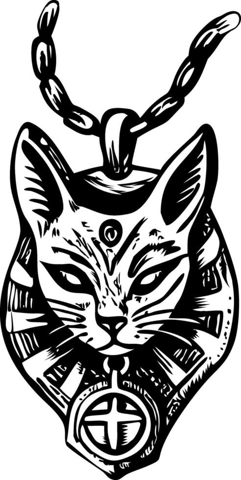 An egyptian cat with a necklace and chain vector