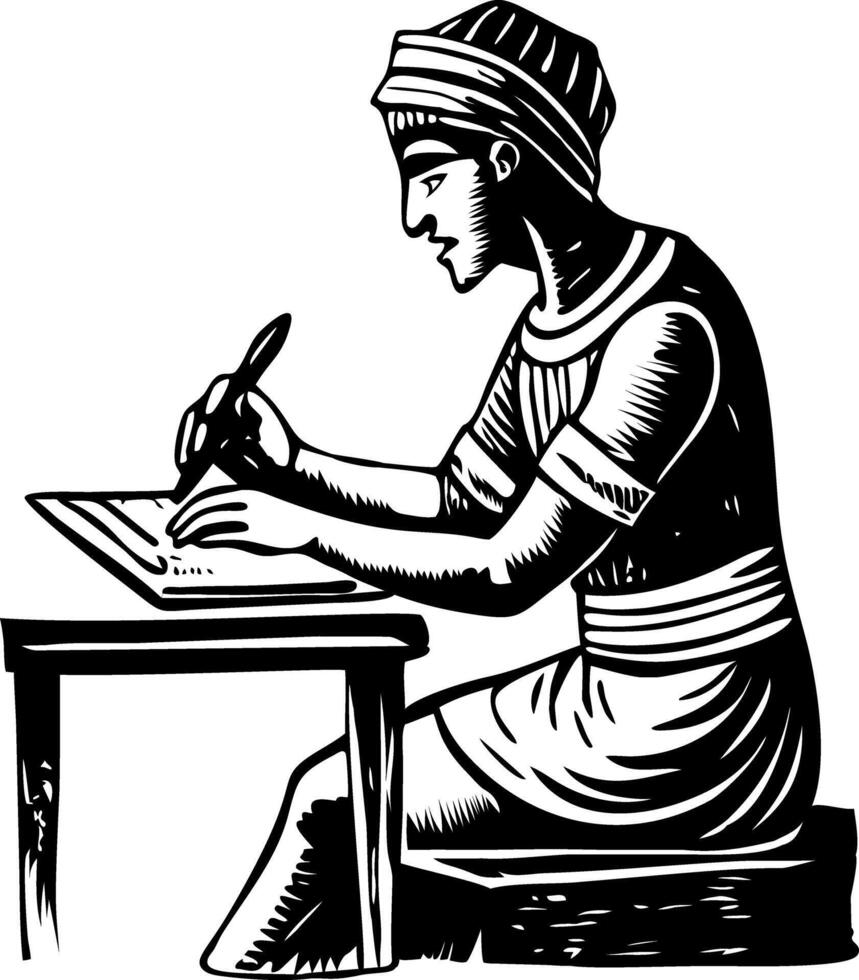 Ancient roman woman writing on a tablet vector