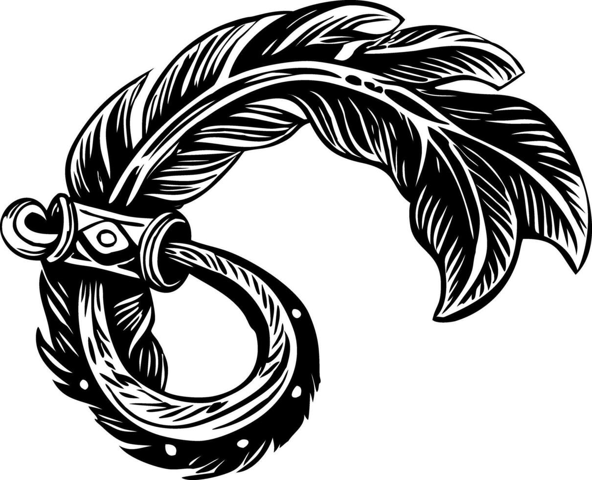 A vintage style illustration of viking feather vector