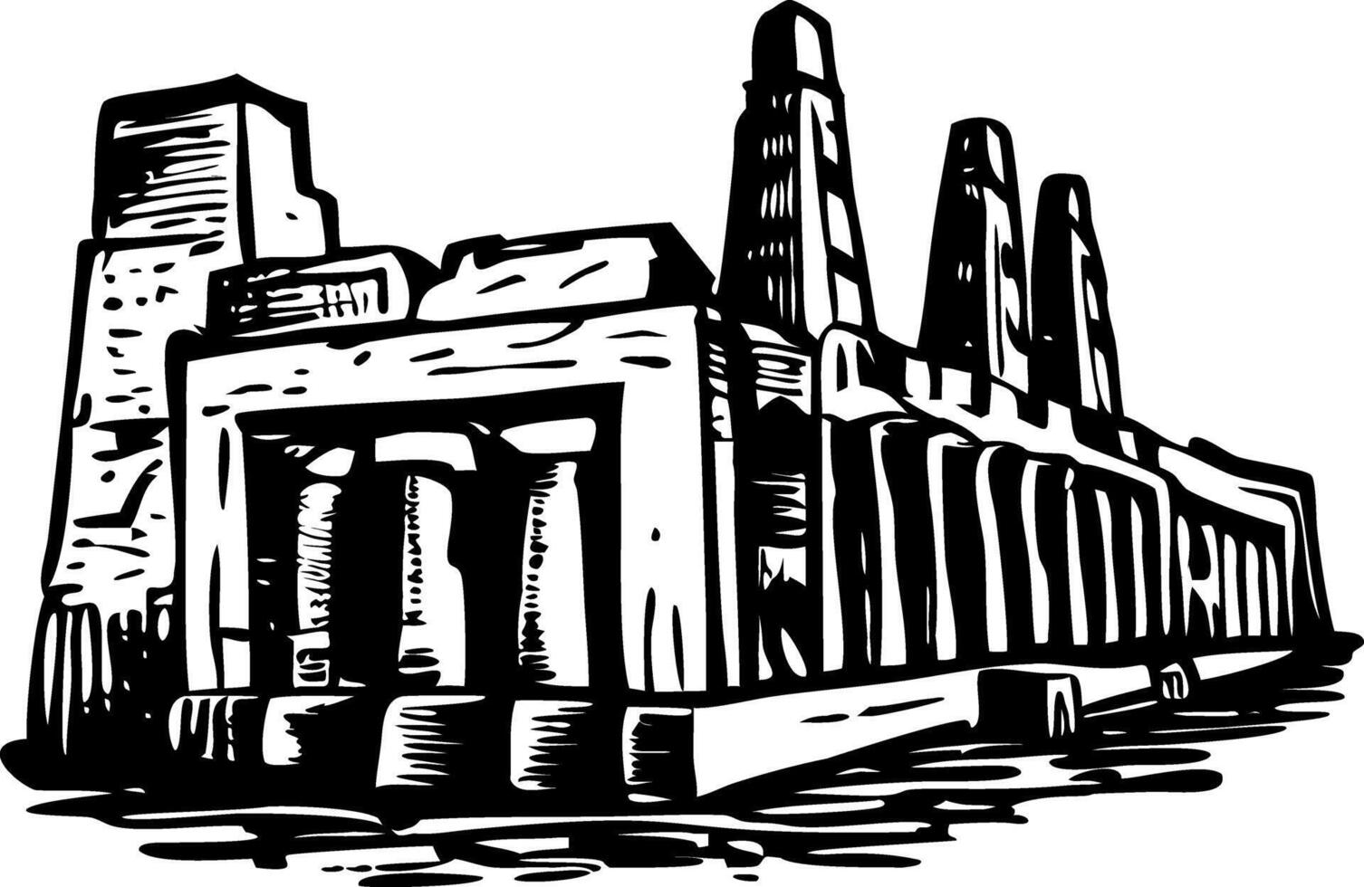 An illustration of a building with pillars vector