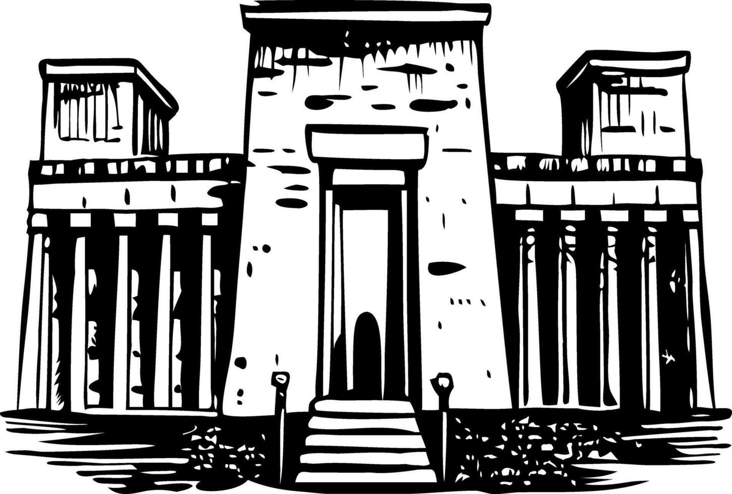 An illustration of a building with columns vector