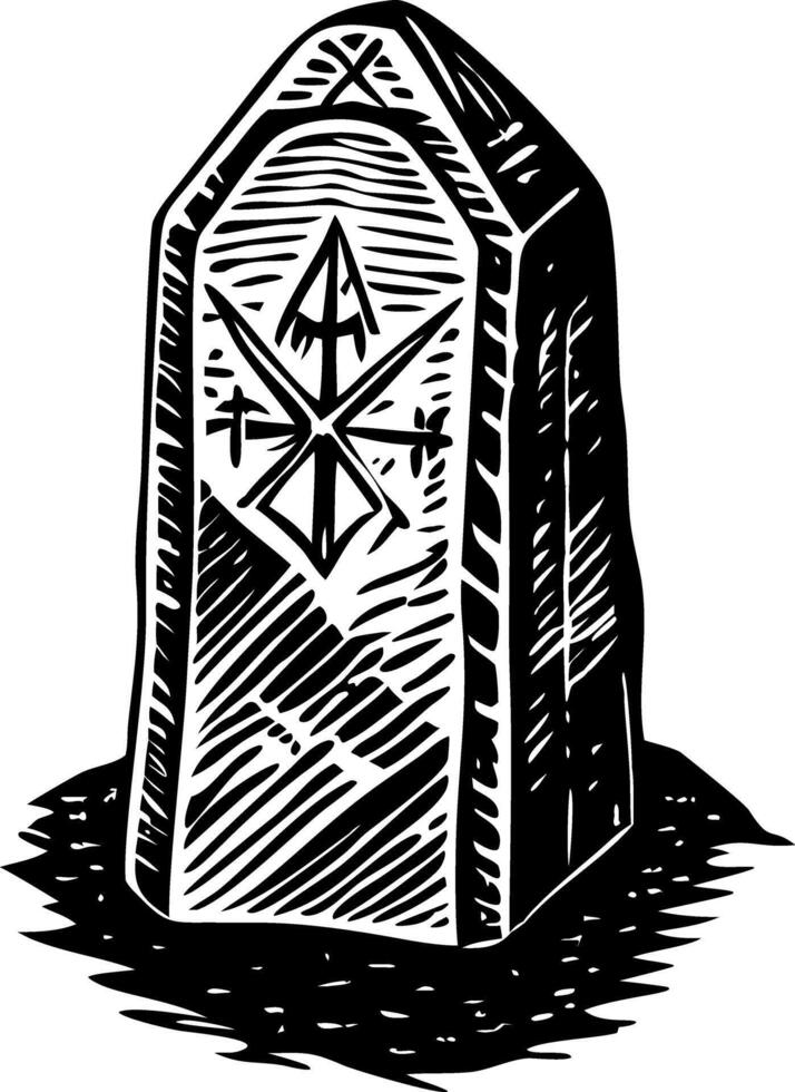 A vintage style illustration of an ancient runestone vector