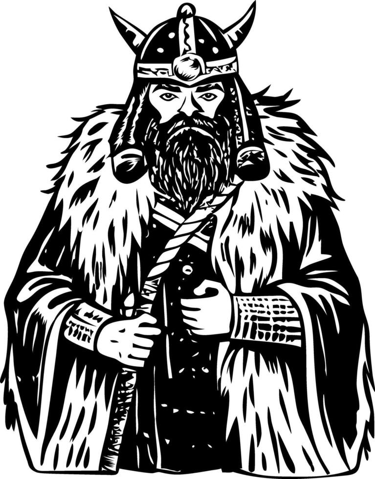 A vintage style illustration of a warrior character vector