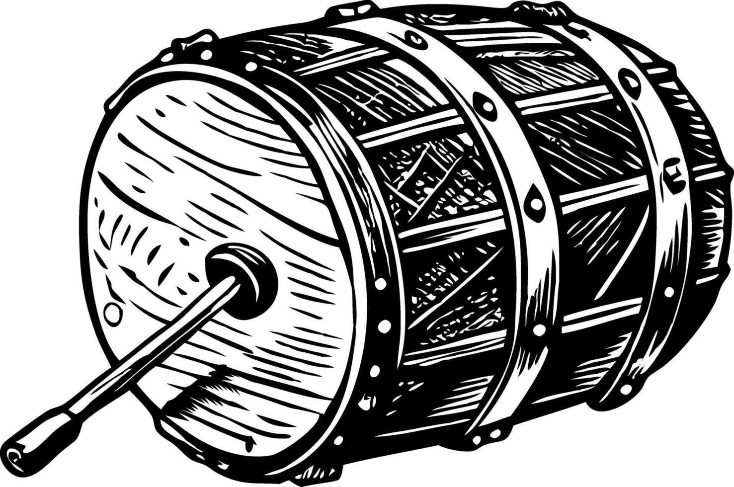 A vintage style illustration of a war drum vector