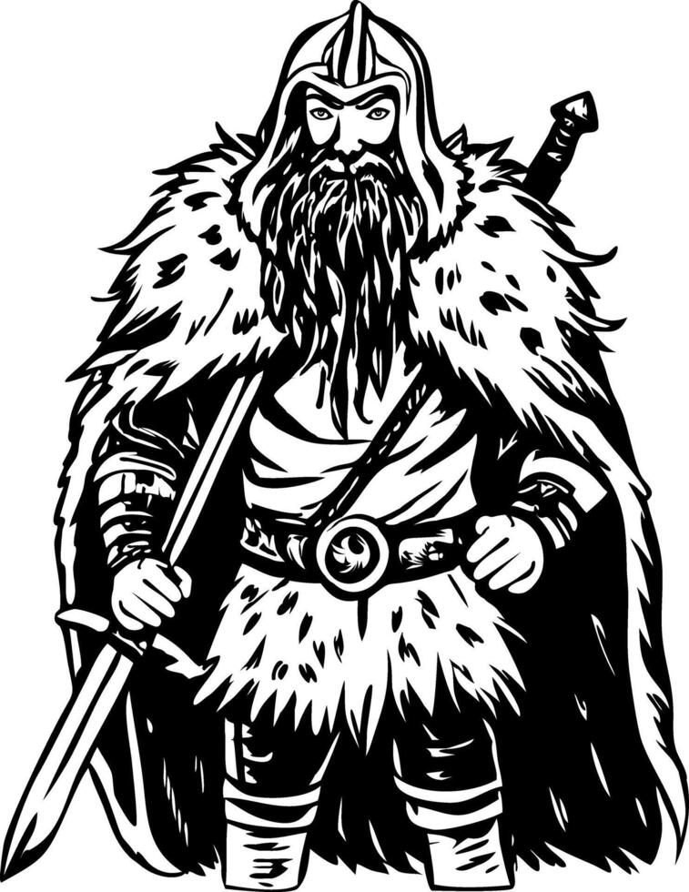 Viking warrior character illustration in vintage style vector