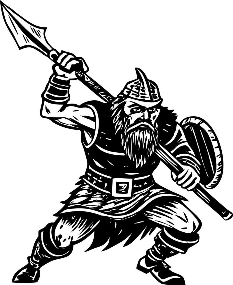 A viking berserker warrior illustration in vintage style vector