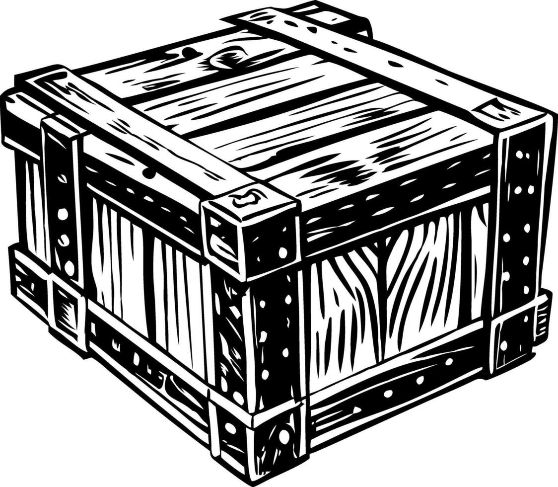 A vintage style illustration of a wooden box vector