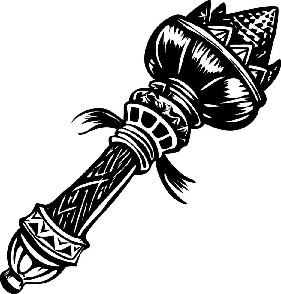 A black and white drawing of a sword vector