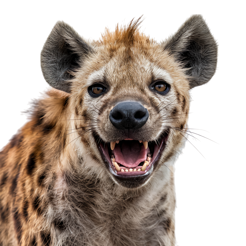 A hyena is smiling and showing its teeth png