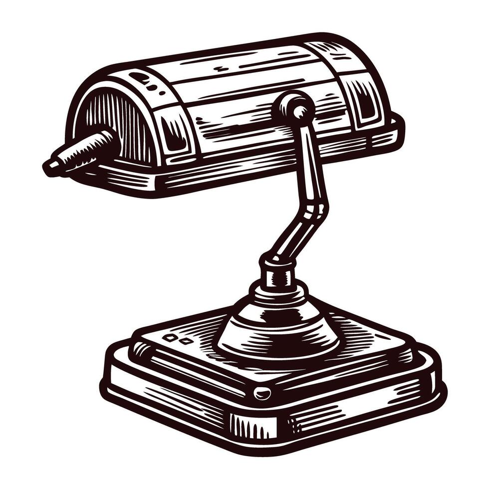 Vintage desk lamp with adjustable arm and detailed engravings vector