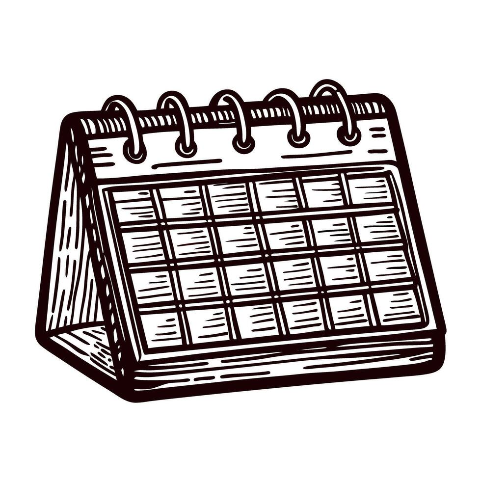 Vintage desk calendar with spiral binding displaying monthly layout vector