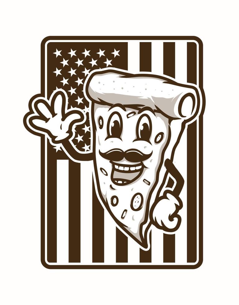 American Pizza Mascot Design vector