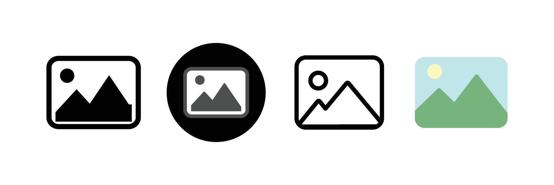 Set of image gallery icon. collection digital photo album design. Picture edit, delete icons in different style. vector