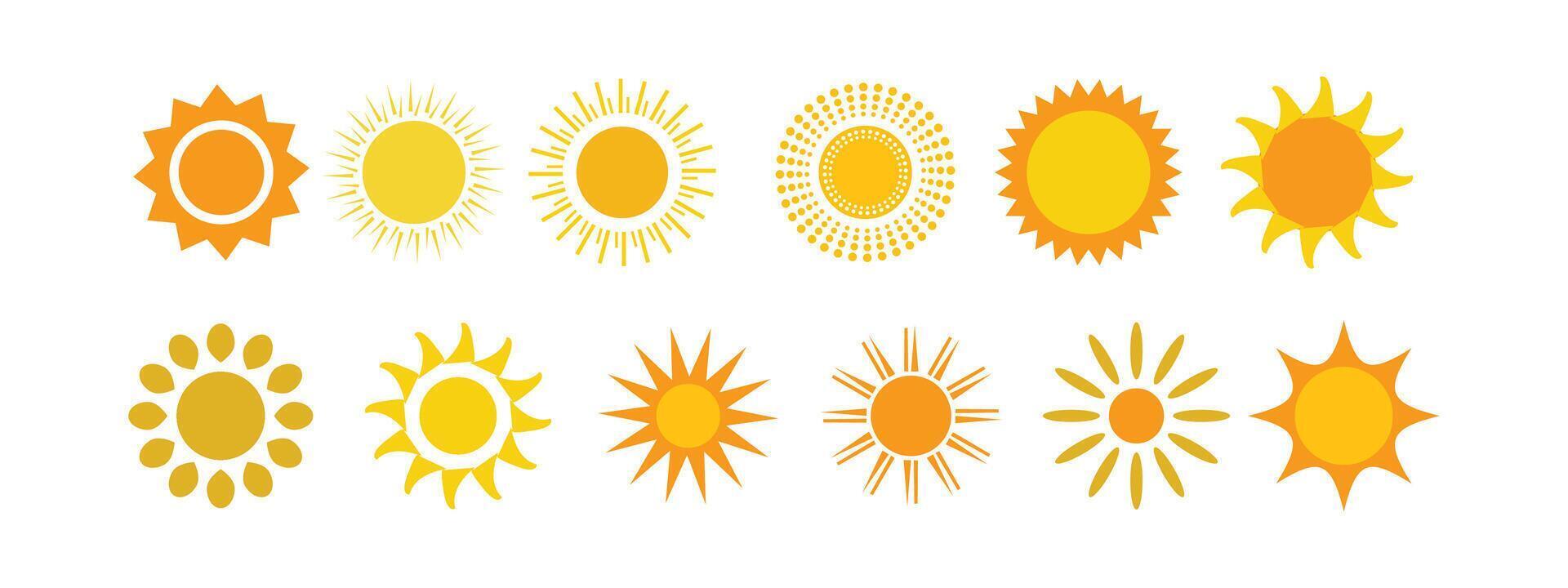 Set of sun icons. Sun simple icons collection. vector