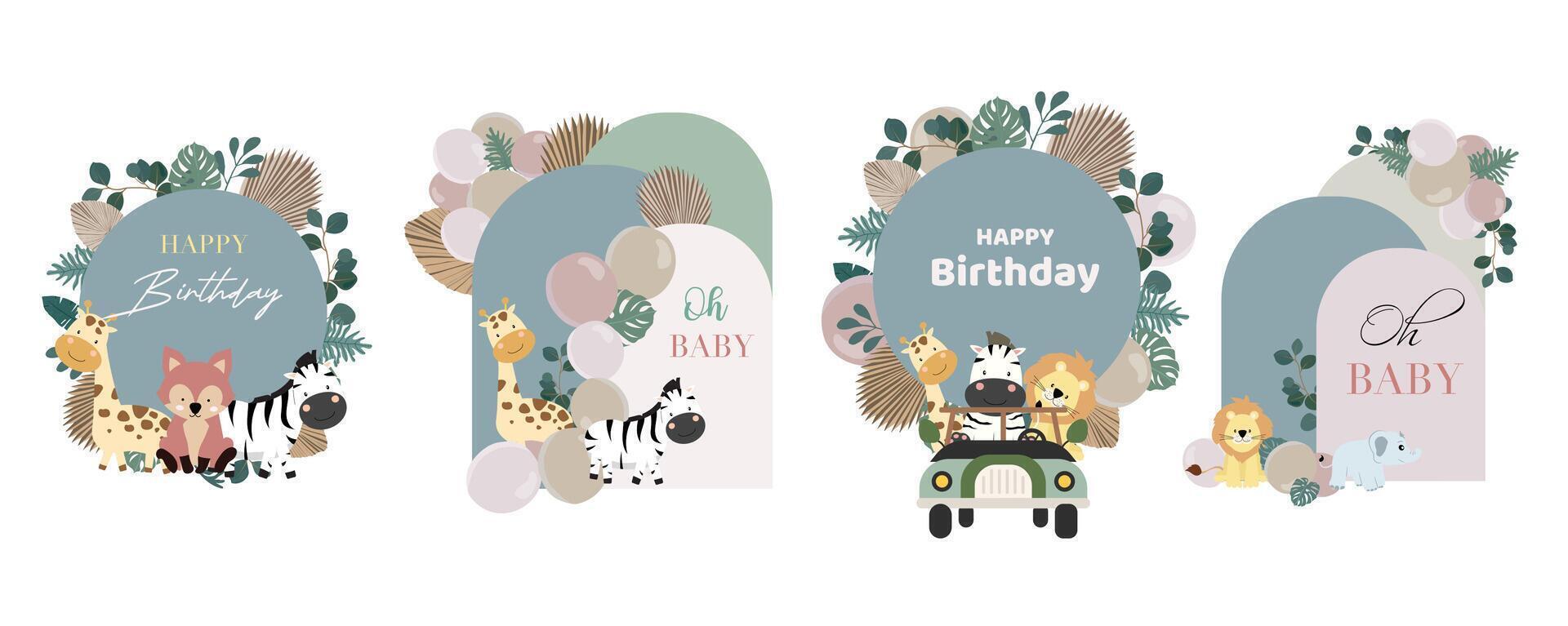 boho animal backdrop with safari style vector