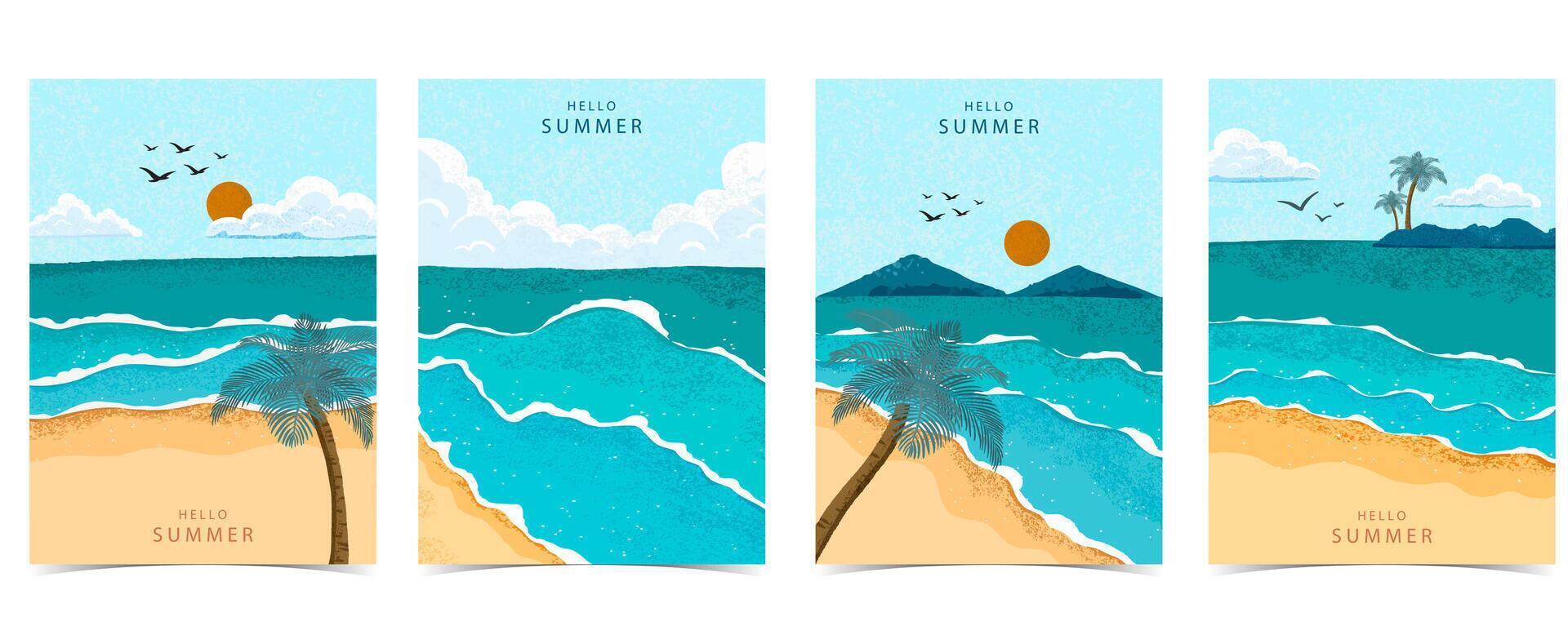 blue summer beach landscape vector