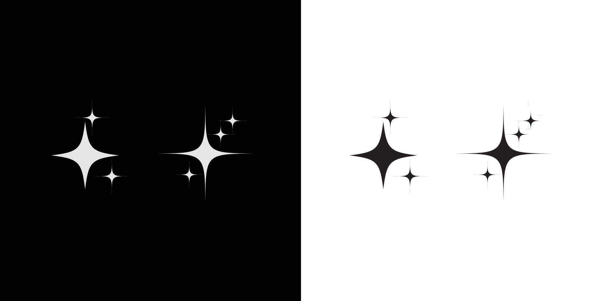 Retro futuristic sparkle icons collection. Set of star shapes. Abstract cool shine effect sign design. Templates for design, posters, projects, banners, logo, and business cardssiness cards vector