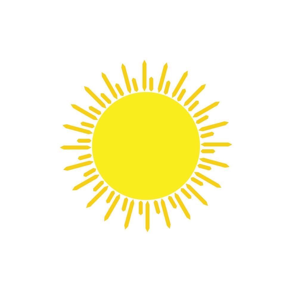 cartoon orange sun Shining light rays to heat the summer. Isolated on white background. vector