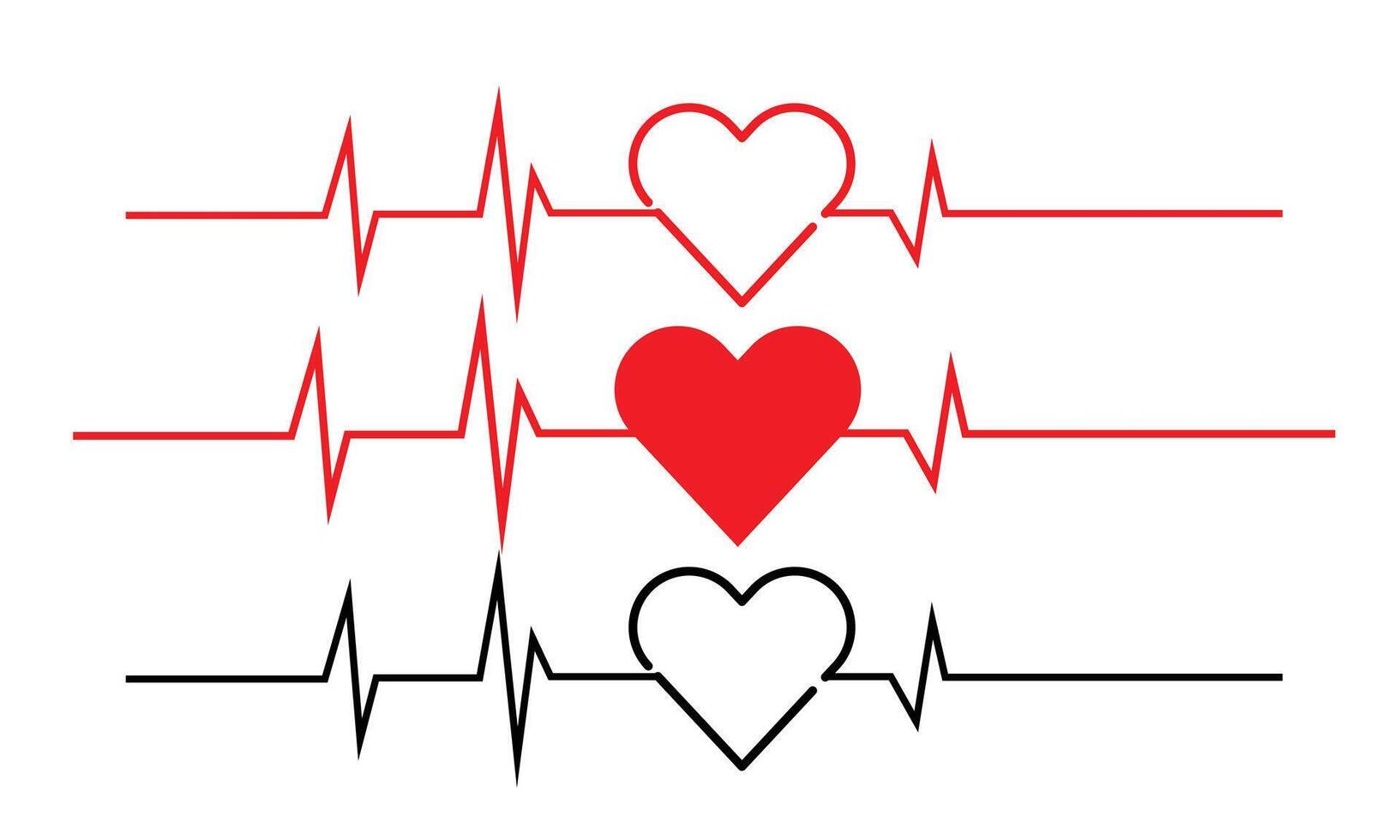 coloring heart rhythm set , Electrocardiogram, ECG - EKG signal, Heart Beat pulse line icon concept design element , Concept of sport. Signs of rhythm, healthy life unhealthy ecg. vector