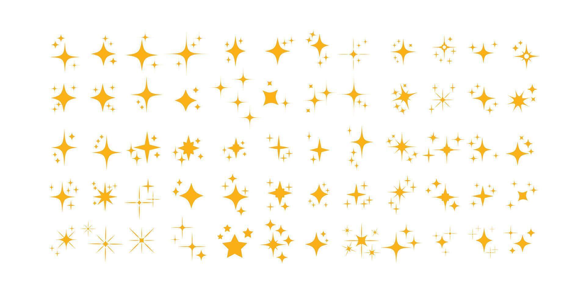 Set of blinking stars collections. Star icons. Twinkling stars. Sparkles, shining burst. Christmas isolated. Retro futuristic bright icons vector