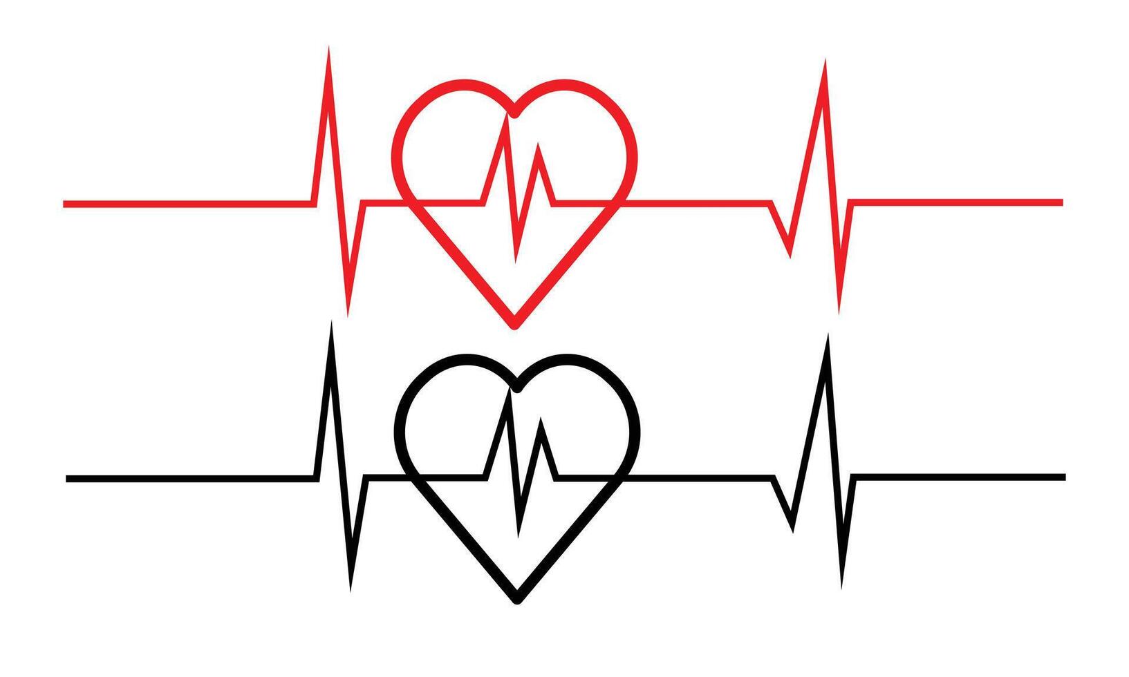 red and black heartbeat symbol on white background vector