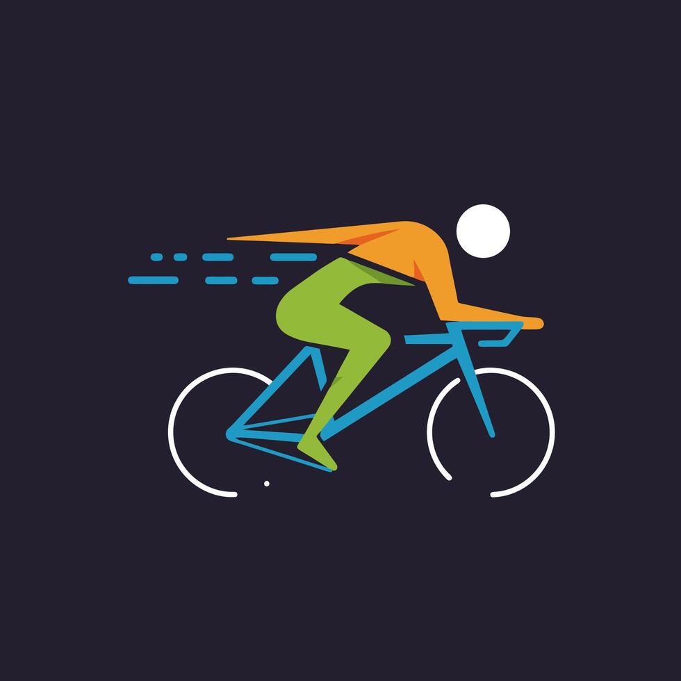 Person Riding Bicycle Illustration Style Graphic Design vector