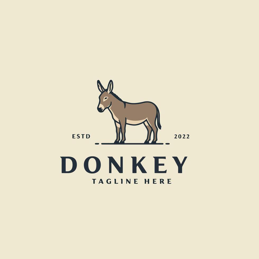 Donkey Illustration Simple Logo Design Concept vector