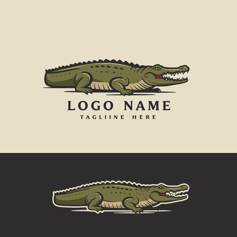 Alligator Illustration Laying Down Flat Design Style vector