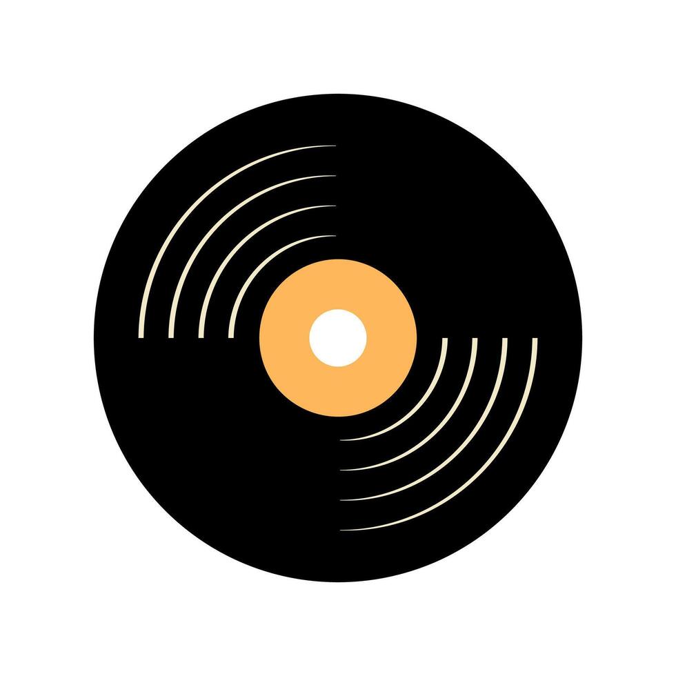 Abstract vinyl record in retro style. Music concept, psychedelic hippie art. Vintage illustration isolated on white background vector