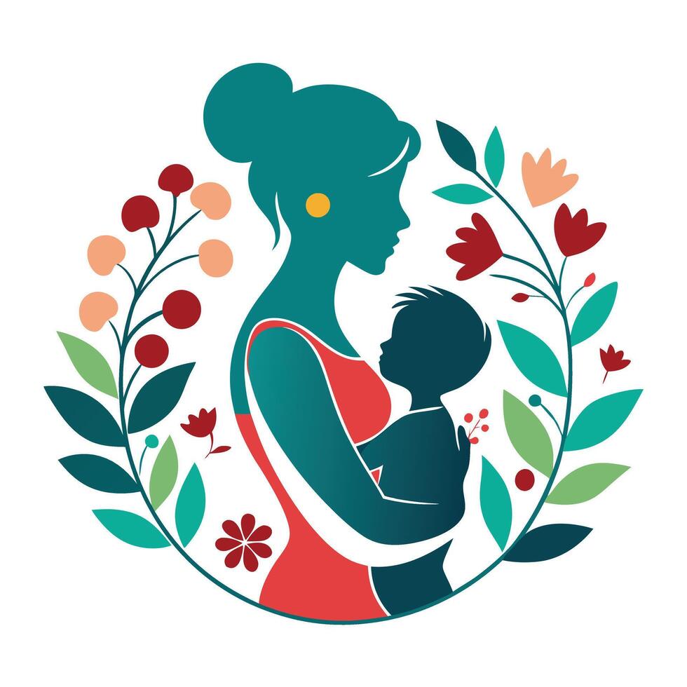 mother and child vector