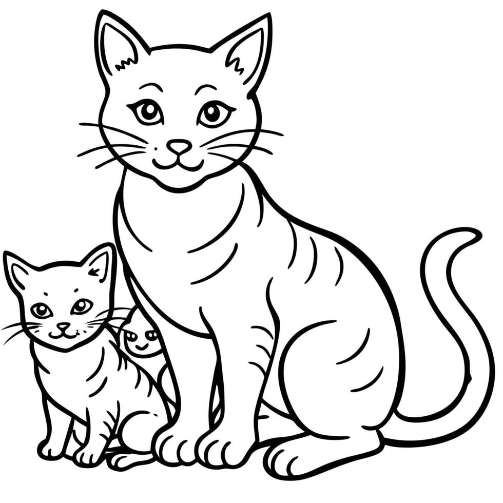 a cat and her kitten coloring pages vector